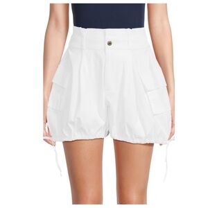 WEWOREWHAT White High-Waist Cargo Drawstring Shorts